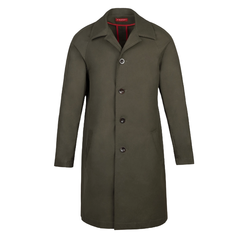 Olive Cotton Mac Coat