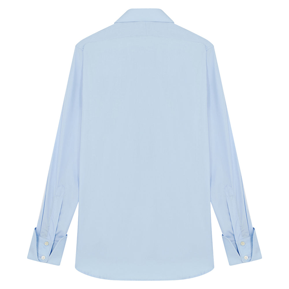 Connery Collar Shirt with Cocktail Cuff in Blue Swiss Poplin