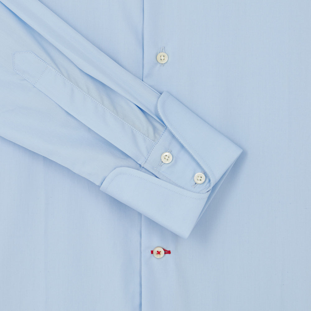 Connery Collar Shirt with Cocktail Cuff in Blue Swiss Poplin