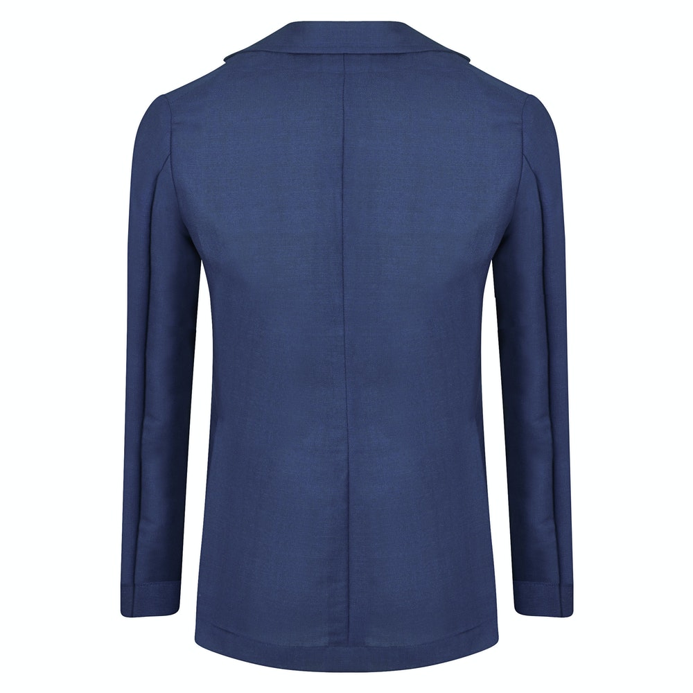Blue English Wool Mohair Barchatta Blazer