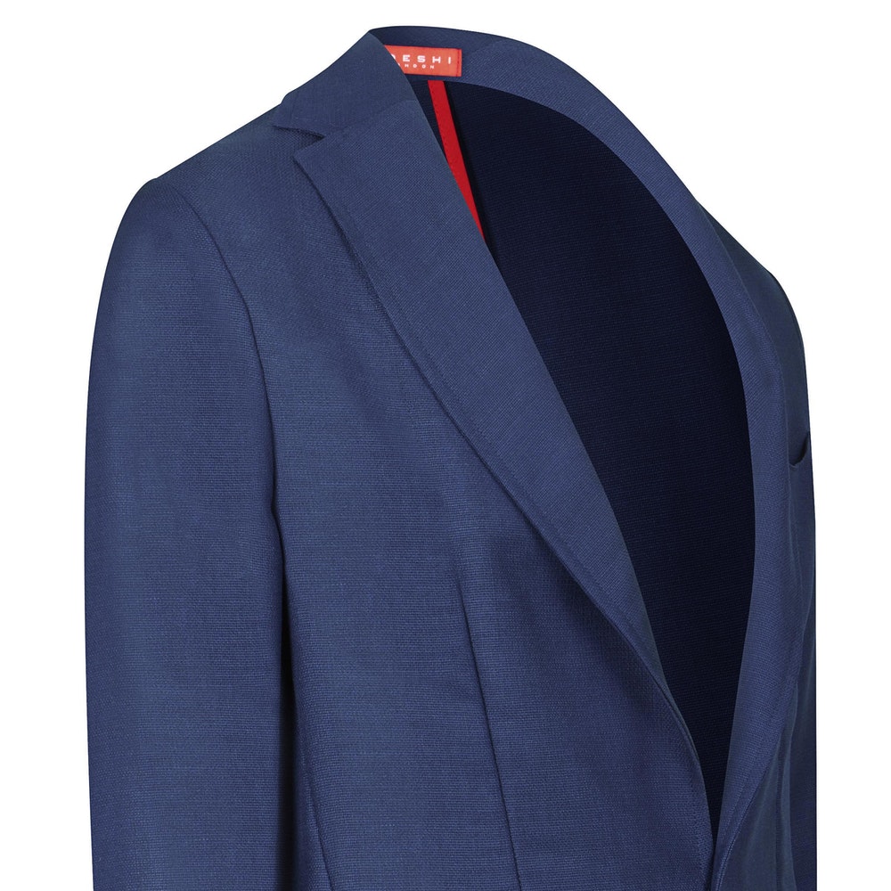 Blue English Wool Mohair Barchatta Blazer