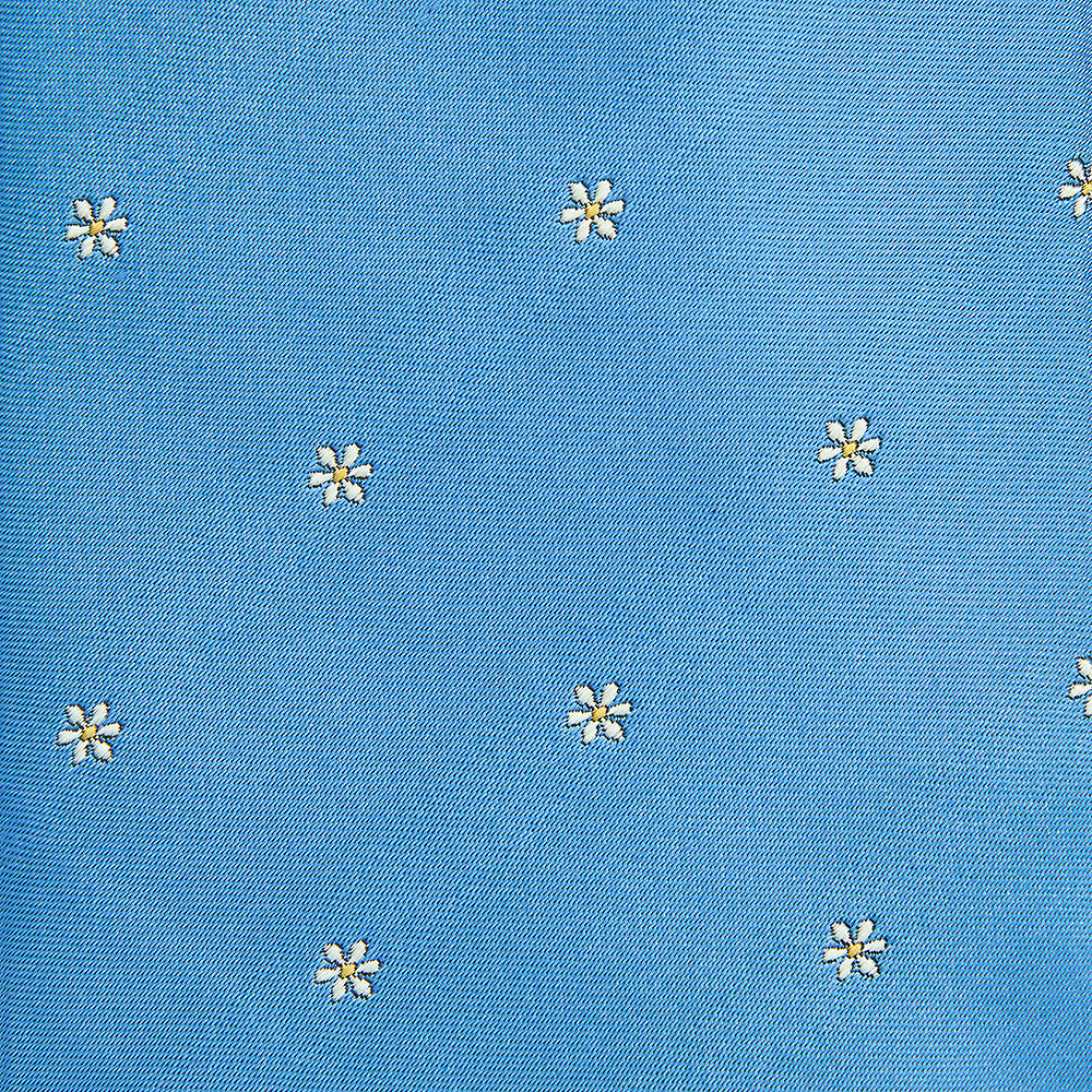 Flower Motif Silk Tie Blue
