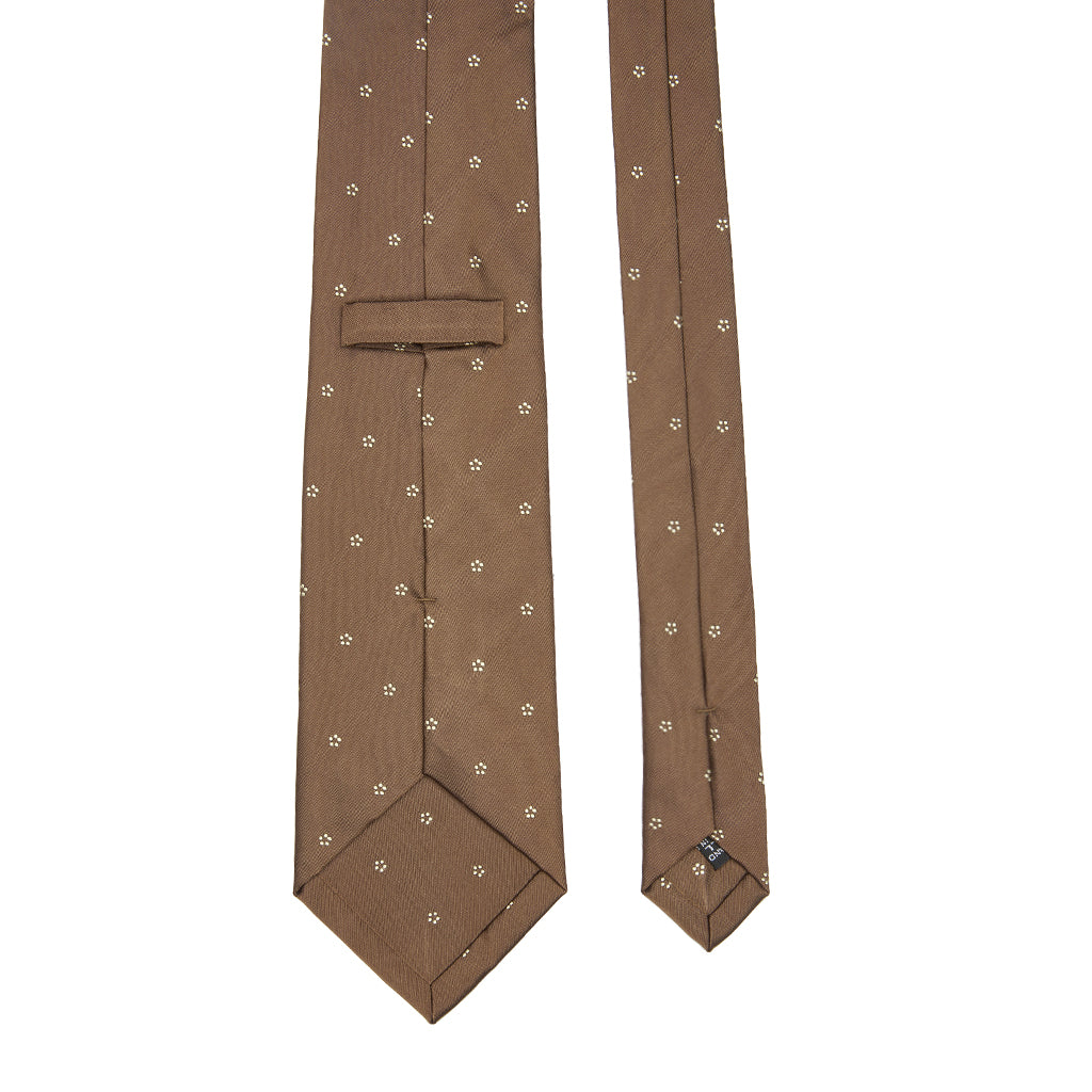 Five Dot Motif Silk Tie Chocolate