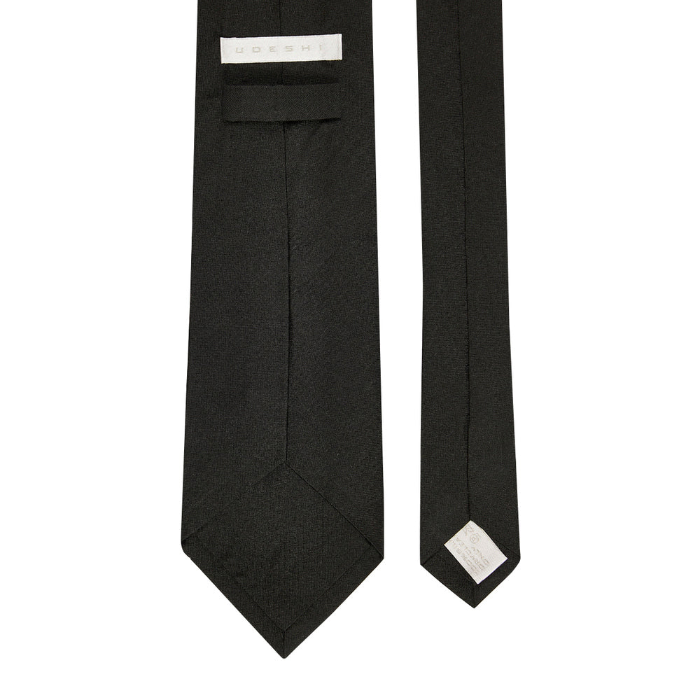 Plain Mini Herringbone Silk Tie Black