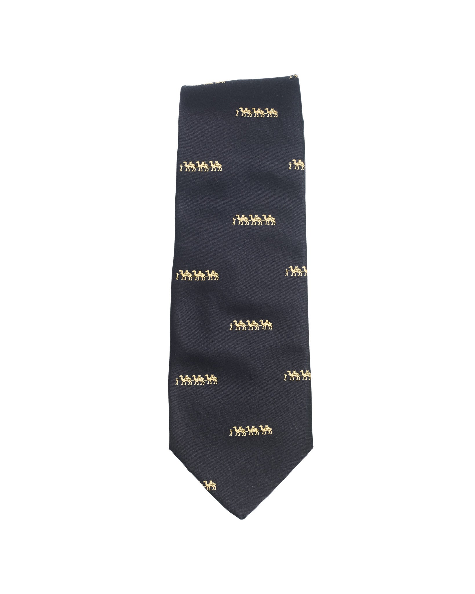 Camel Train Motif Silk Tie Black