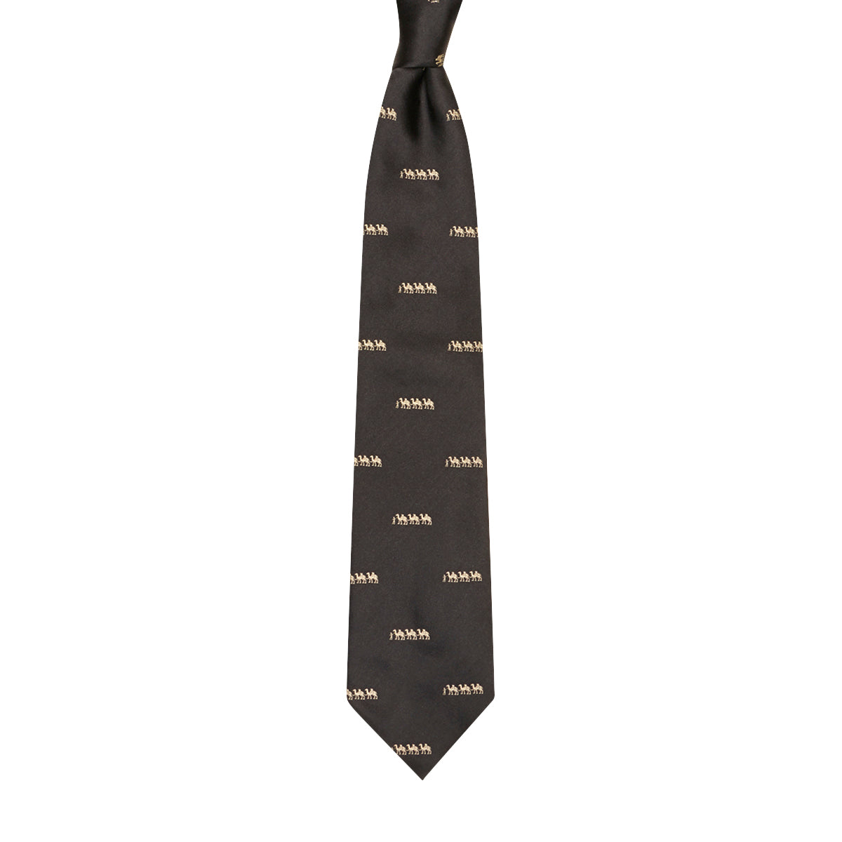 Camel Train Motif Silk Tie Black