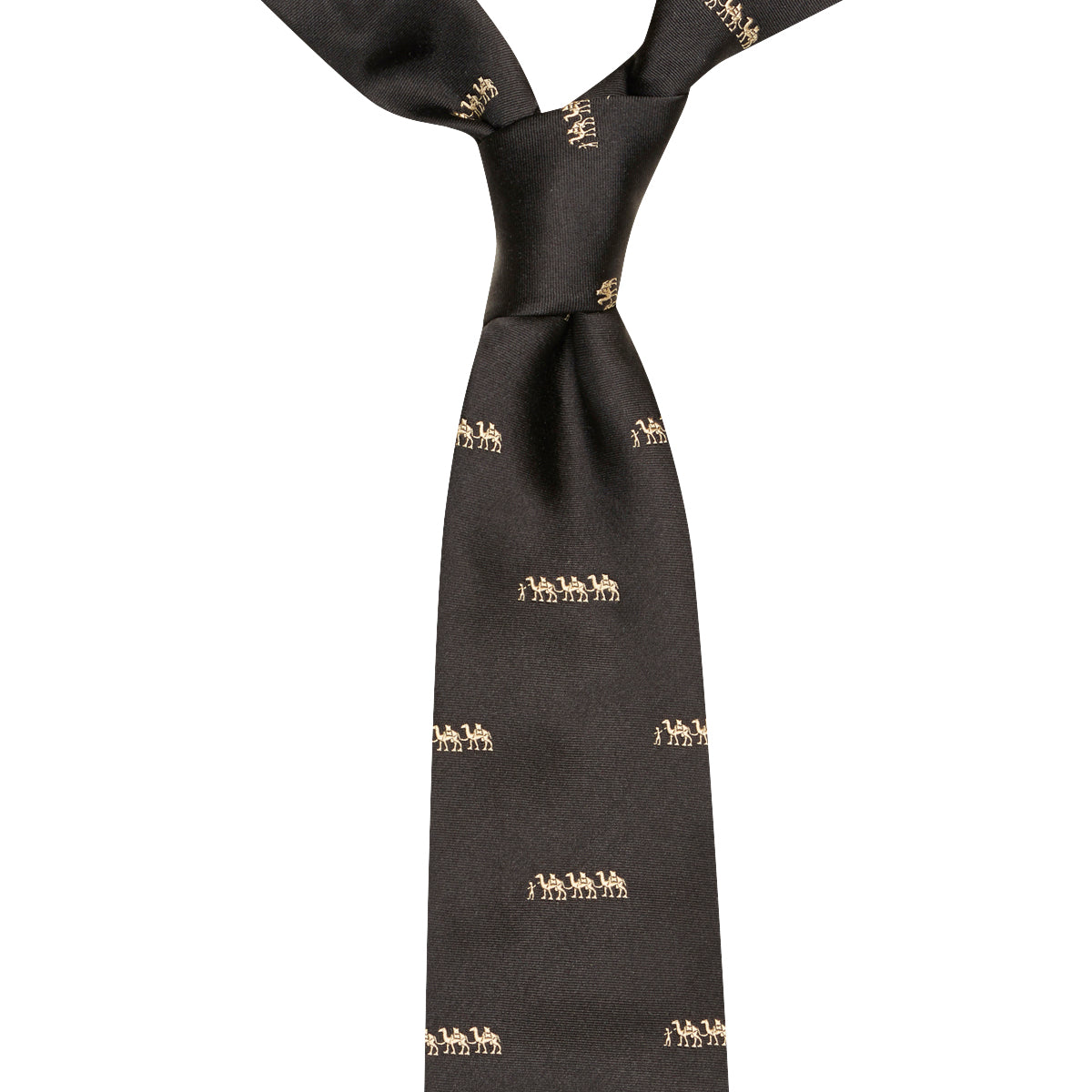 Camel Train Motif Silk Tie Black
