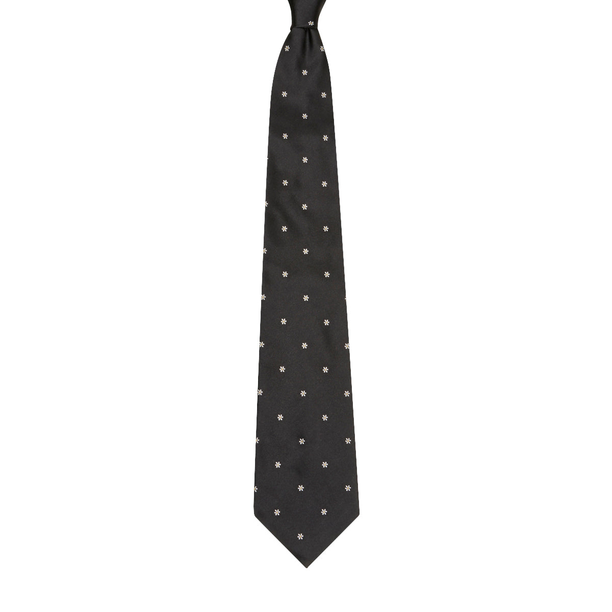 Flower Motif Silk Tie Black