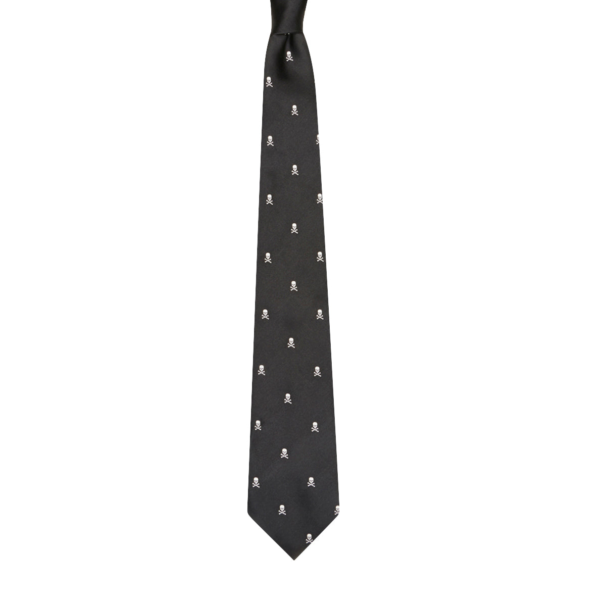 Skull Motif Silk Tie Black