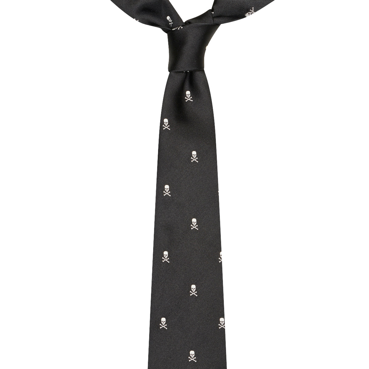 Skull Motif Silk Tie Black
