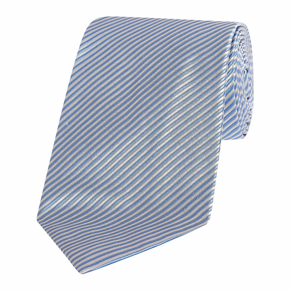 Bengal Stripe Silk Tie Blue