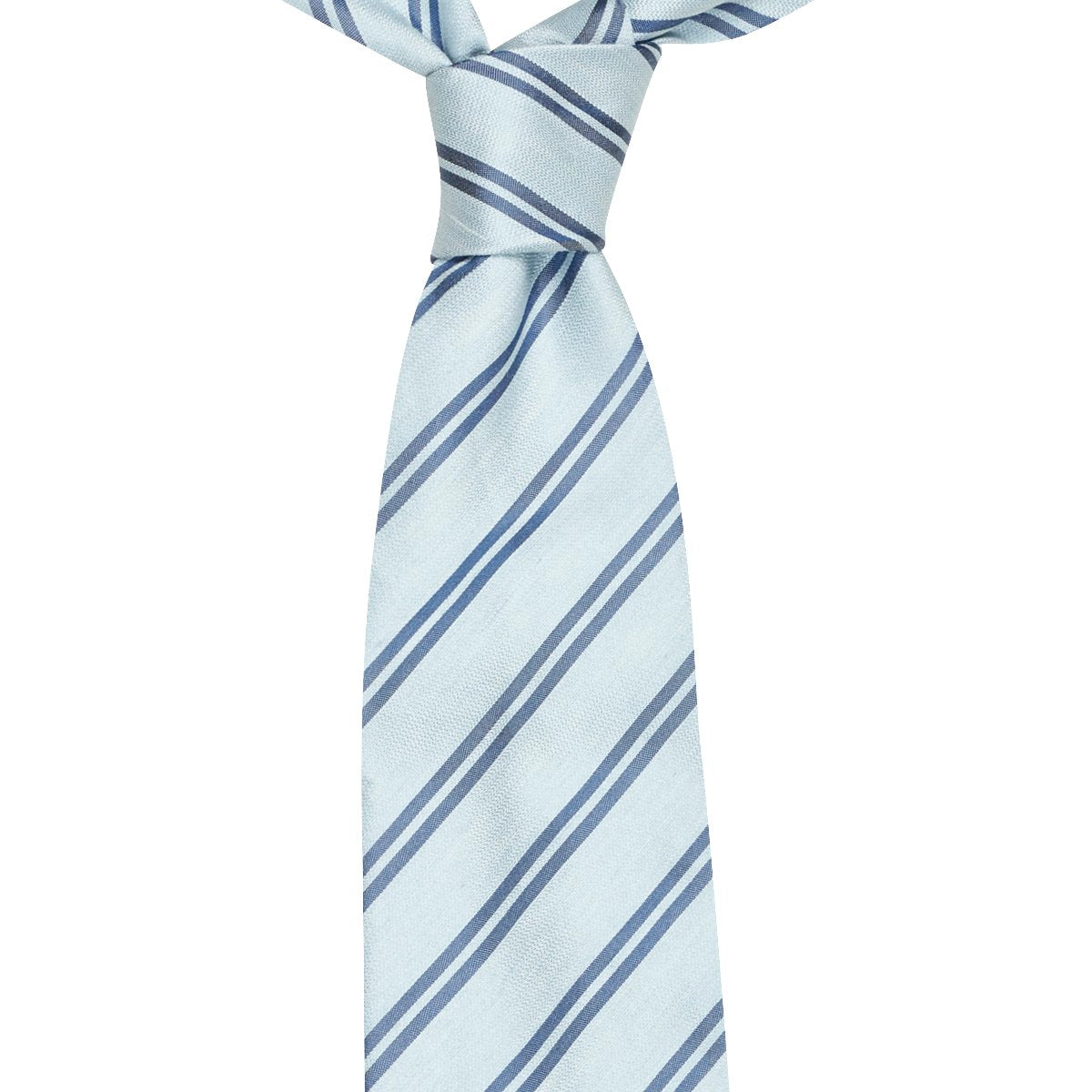 Navy Double Stripe Silk Linen Tie