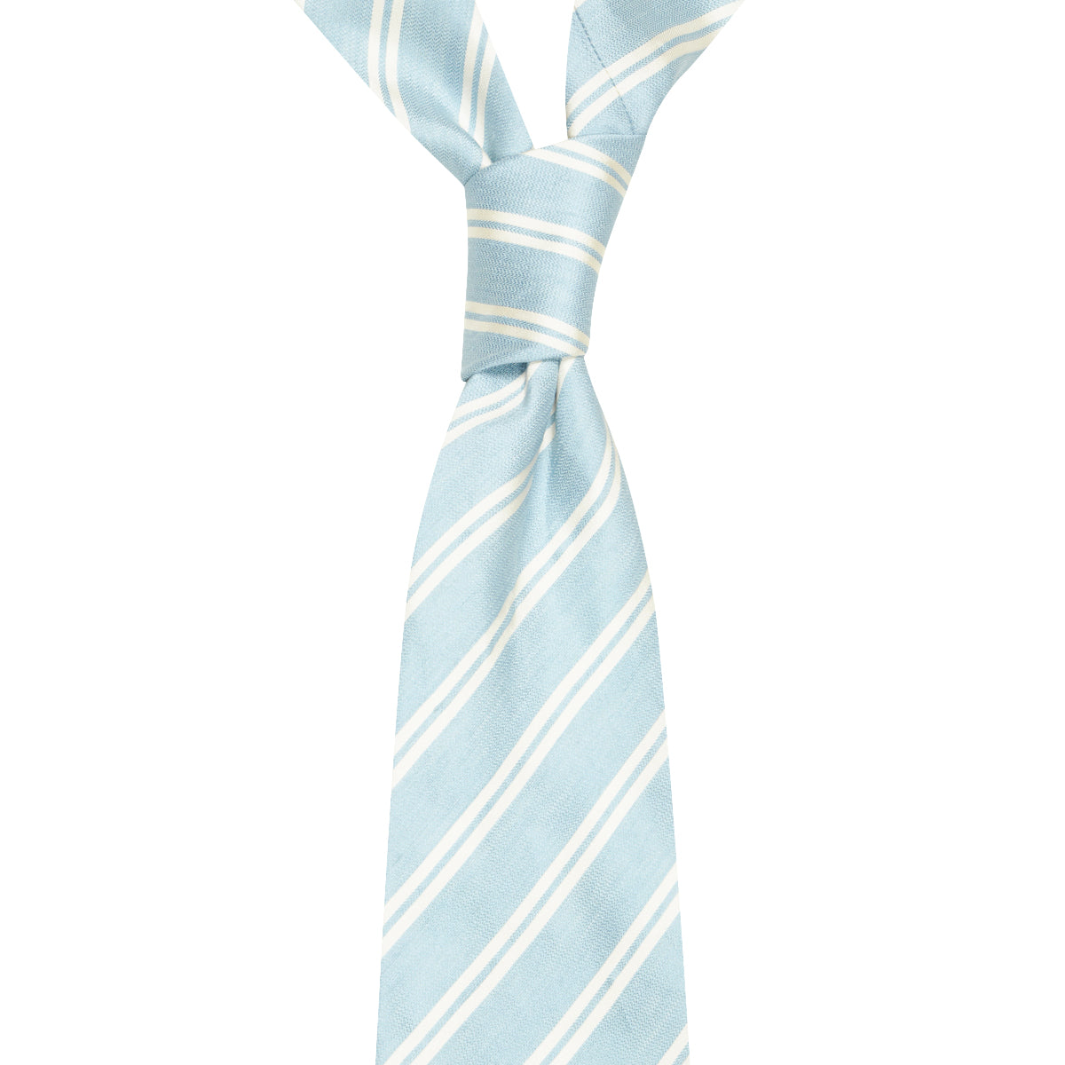 White Double Stripe Silk Linen Tie