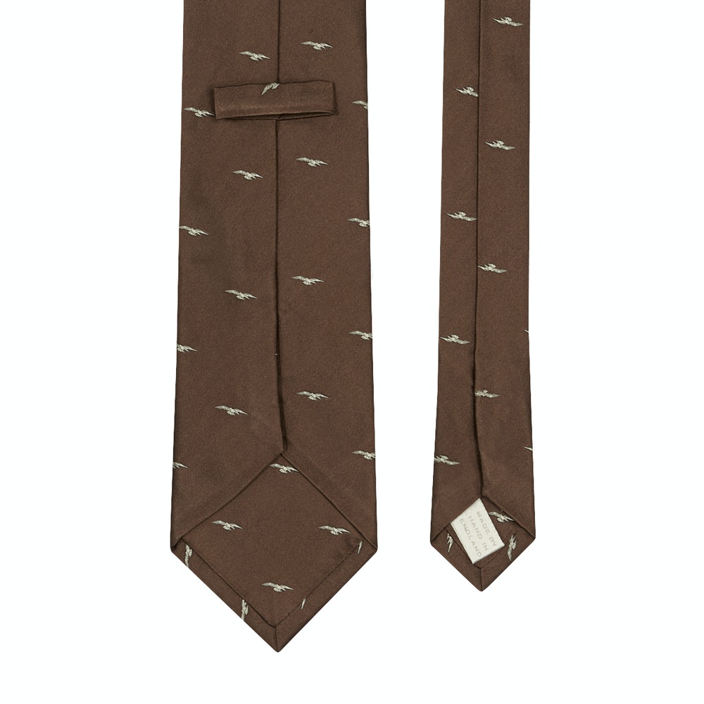Eagle Motif Silk Tie Chocolate