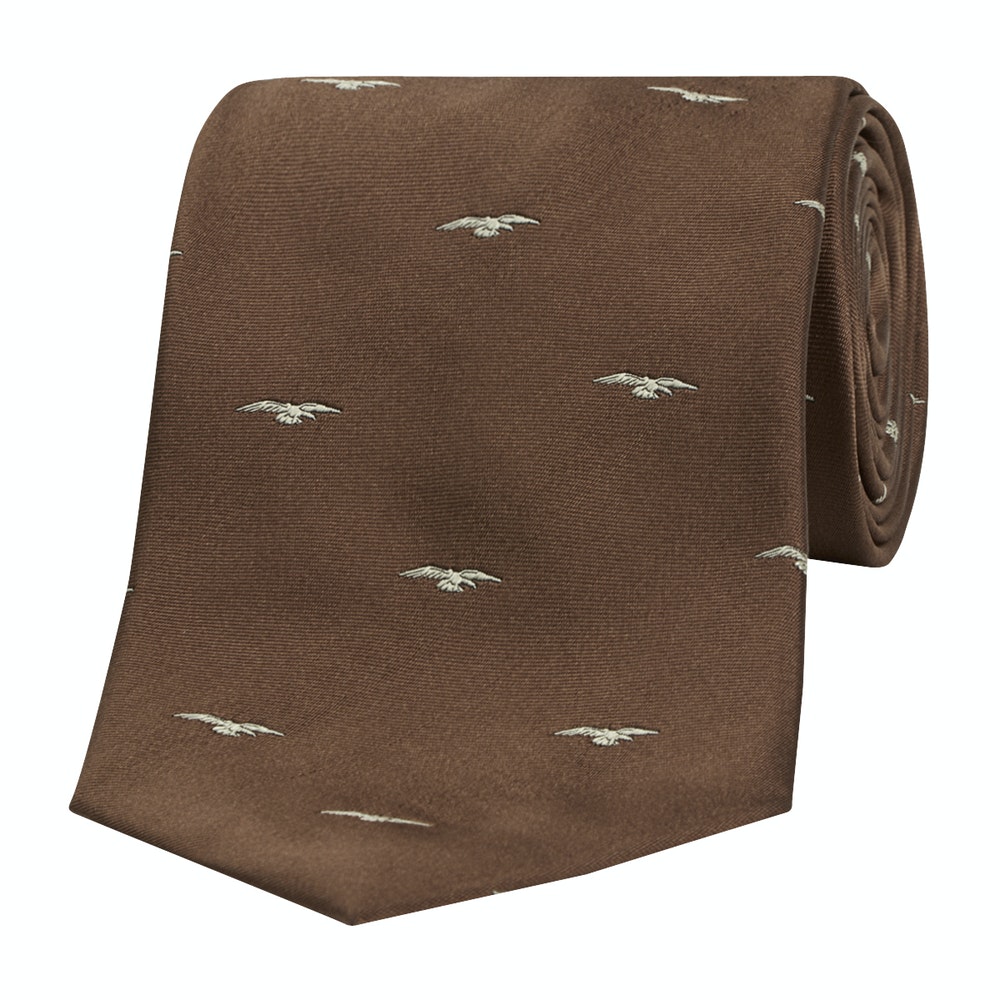 Eagle Motif Silk Tie Chocolate