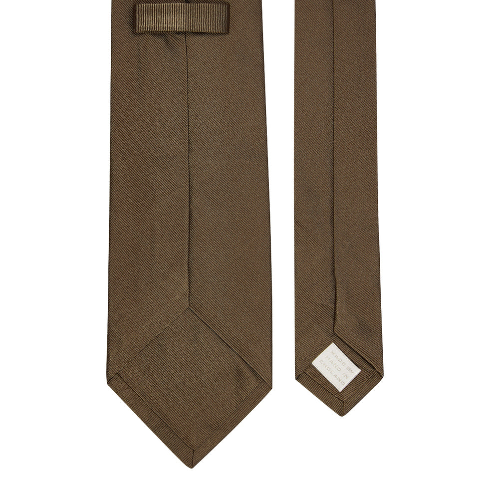 Plain Repp Silk Tie Brown