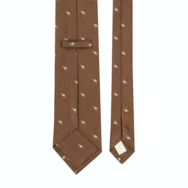 Camel Motif Silk Tie Chocolate