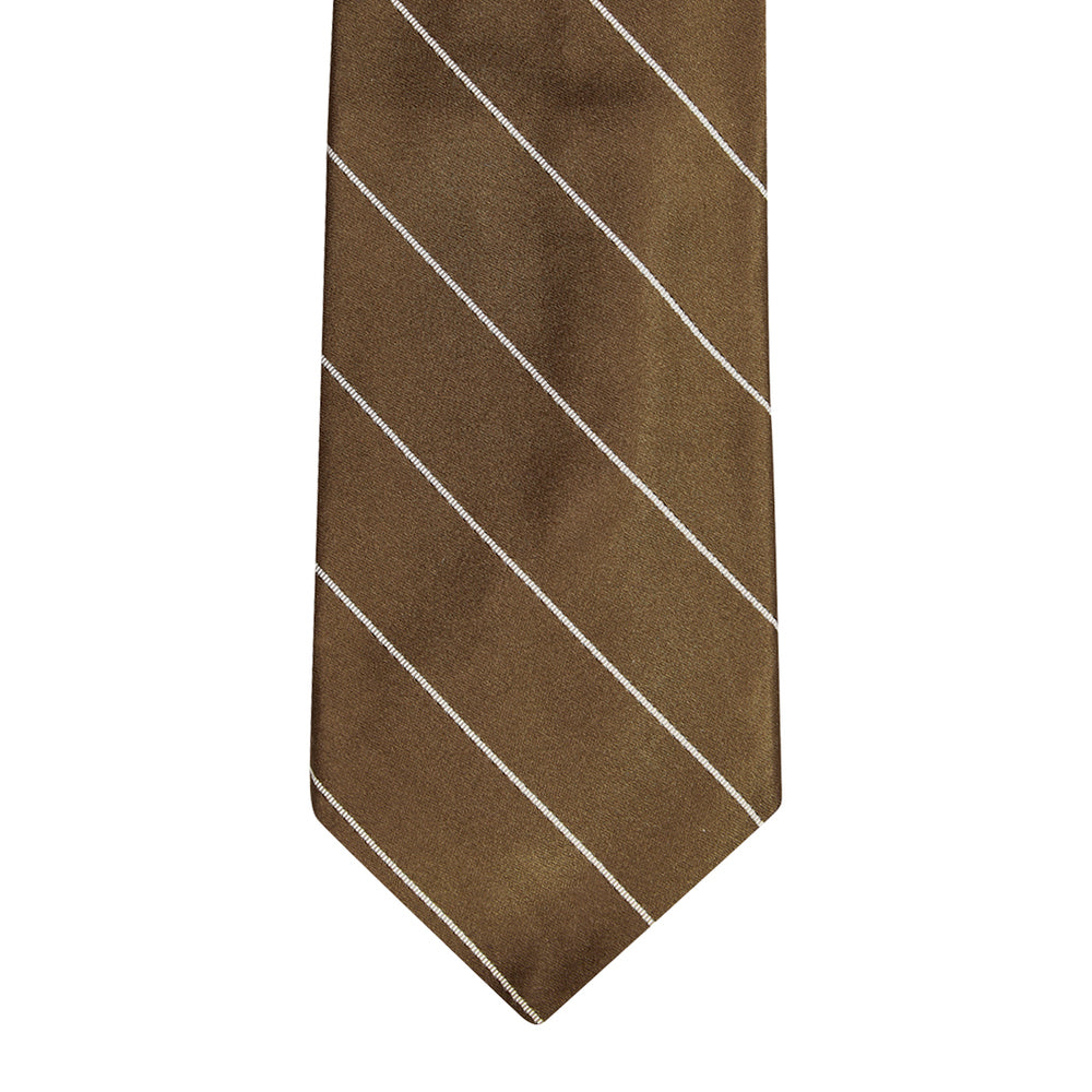 Single Stripe Mogador Silk Tie Chocolate