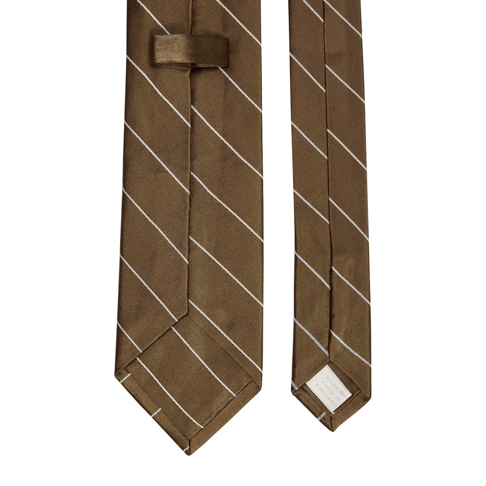 Single Stripe Mogador Silk Tie Chocolate