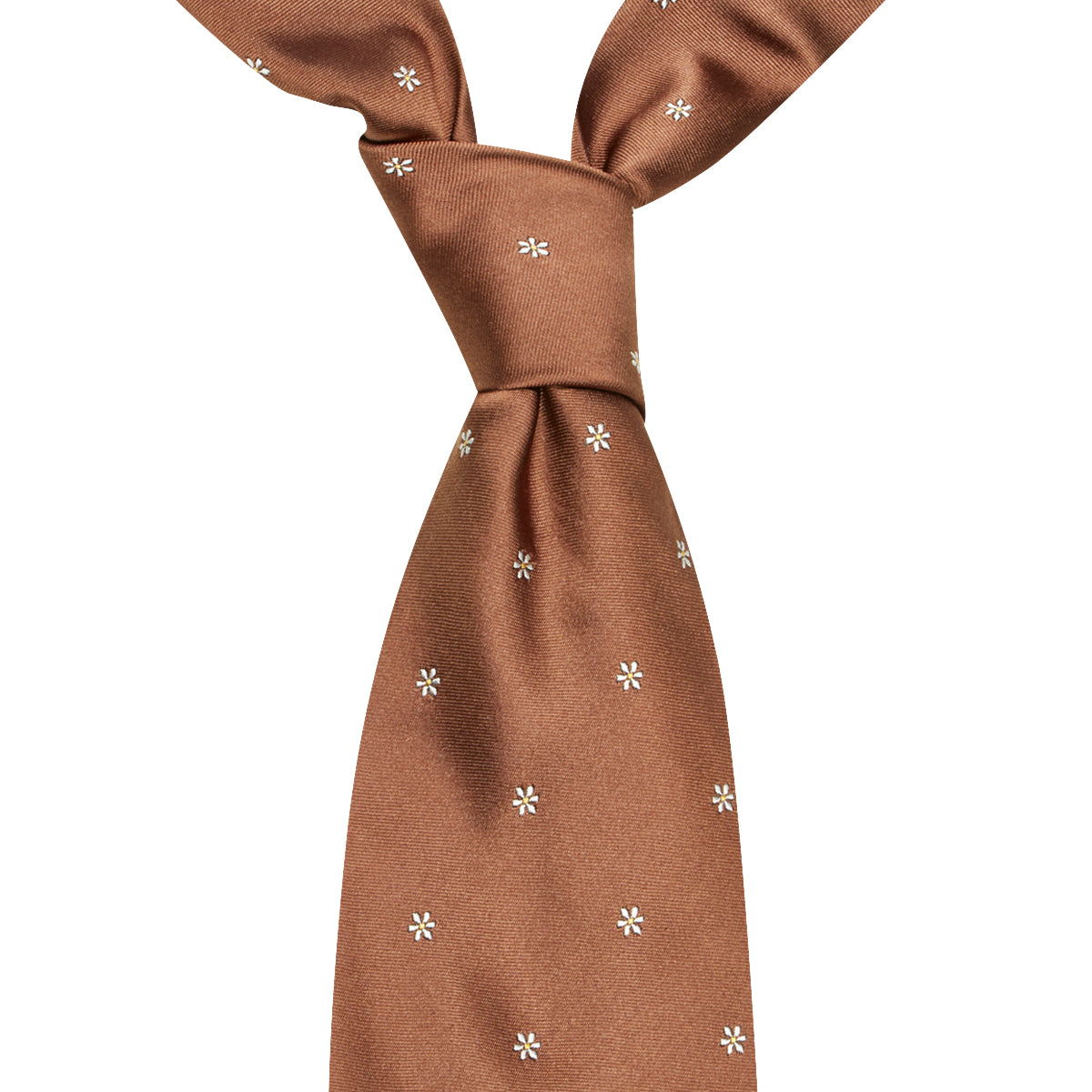 Flower Motif Silk Tie Chocolate