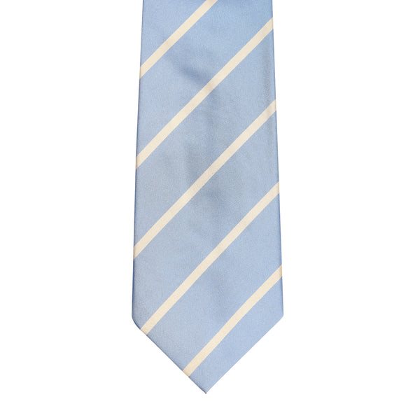 Satin Stripe Silk Tie Blue