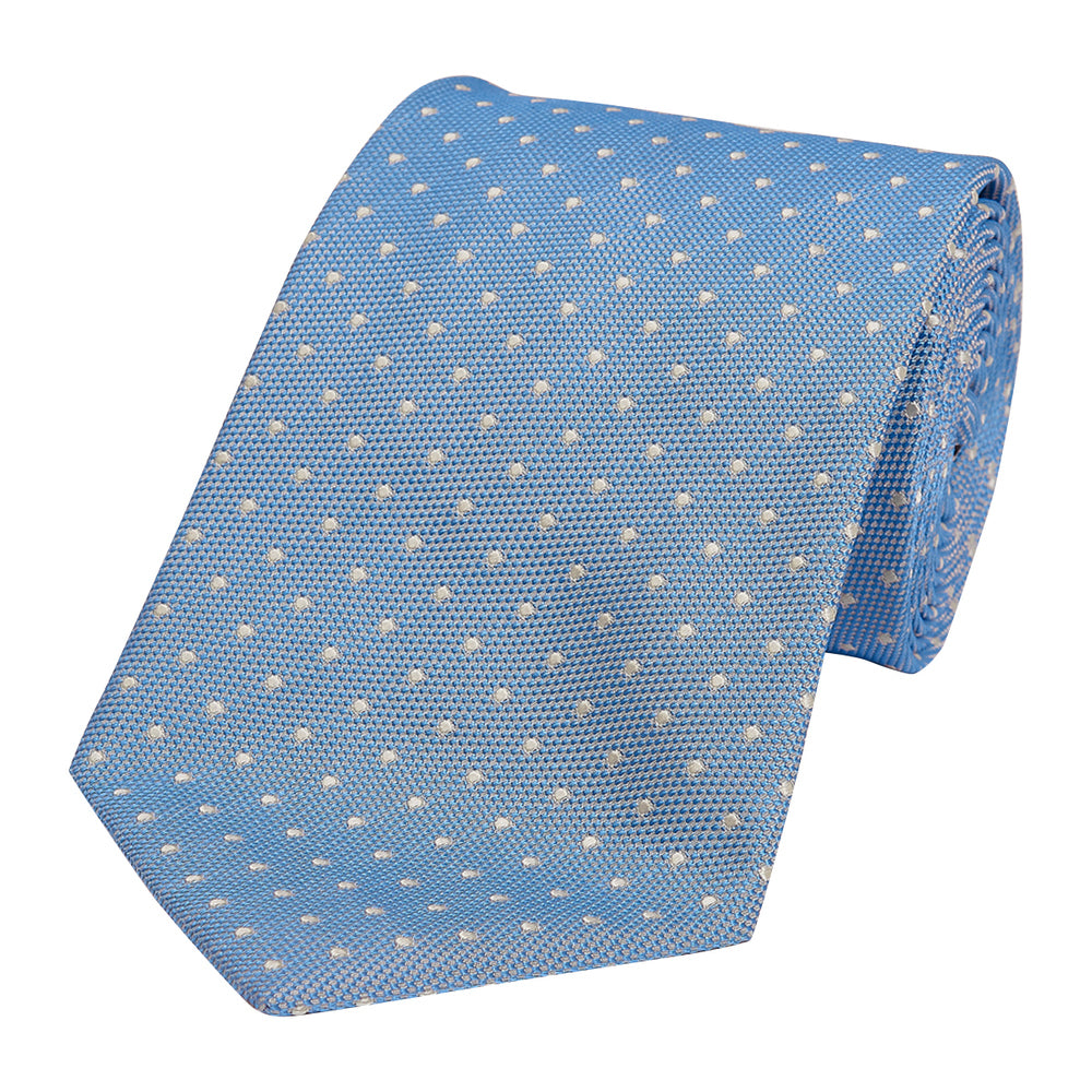 Honeycomb Dot Silk Tie Medium Blue