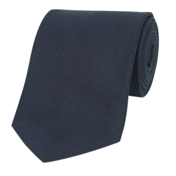 Plain Linen Tie Navy