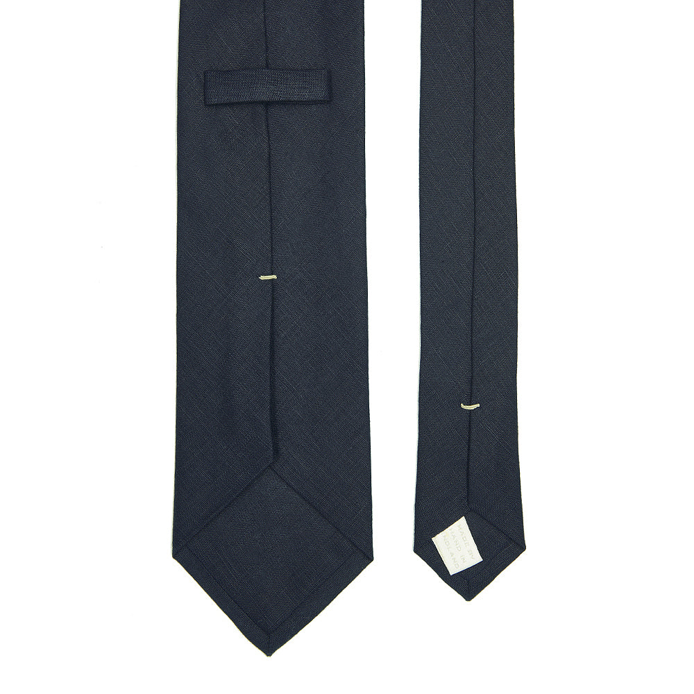 Plain Linen Tie Navy