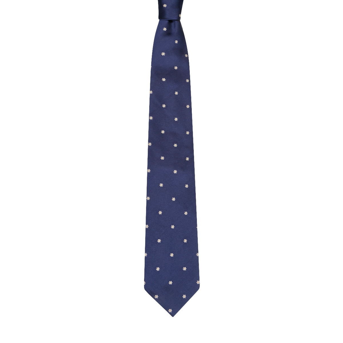 Flower Motif Silk Tie Navy