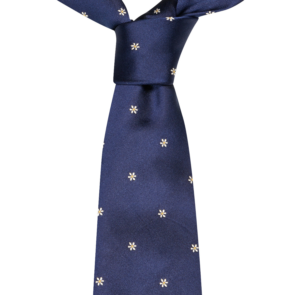 Flower Motif Silk Tie Navy