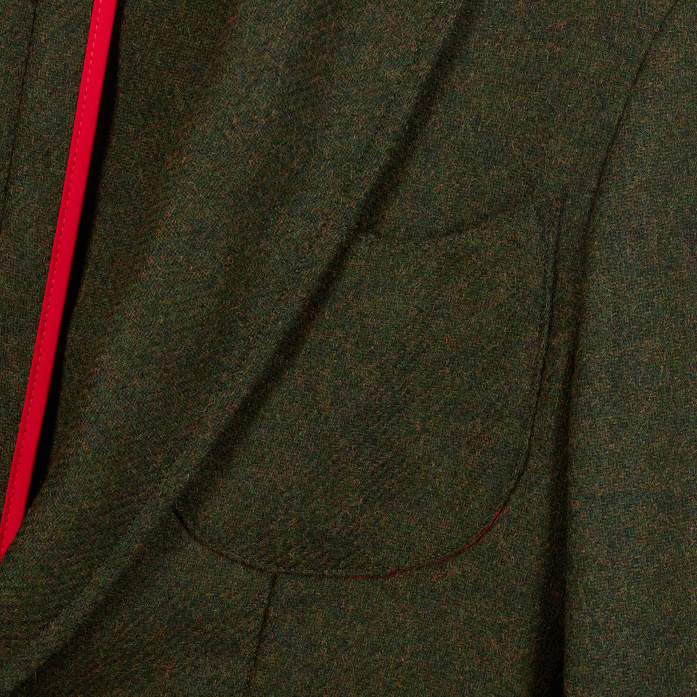 Olive Shetland Tweed Barchetta Blazer