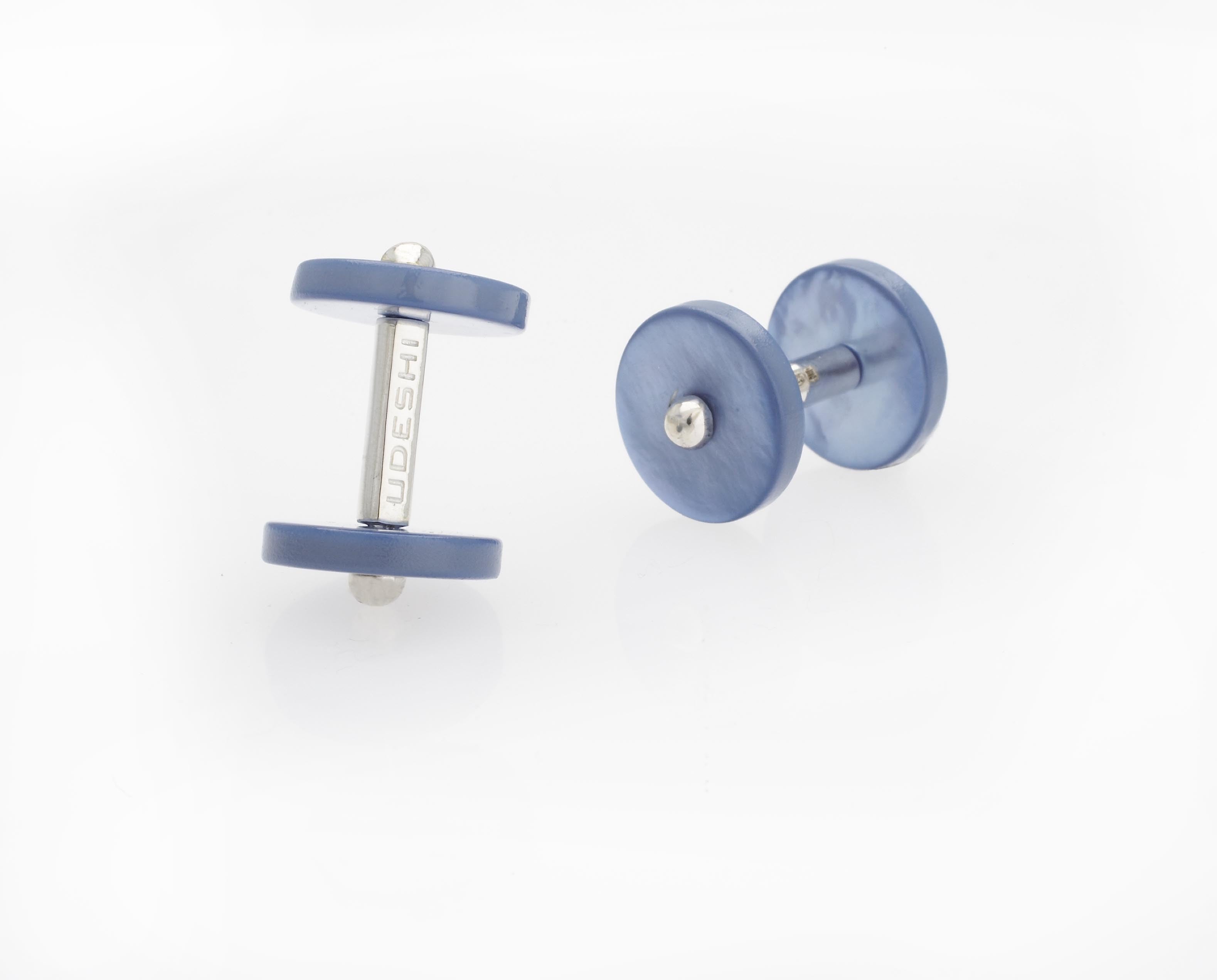 Disc Cufflinks Blue Mother of Pearl