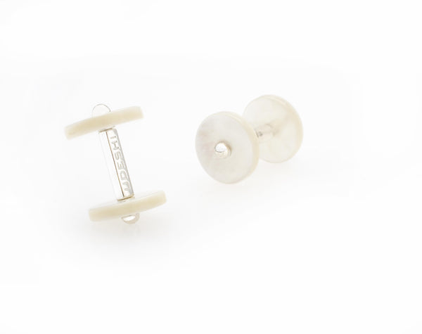 Disc Cufflinks White Mother of Pearl