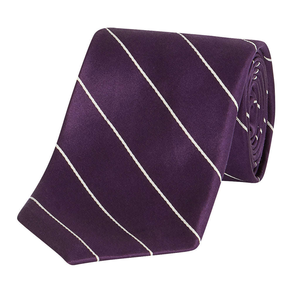 Single Stripe Mogador Silk Tie Purple