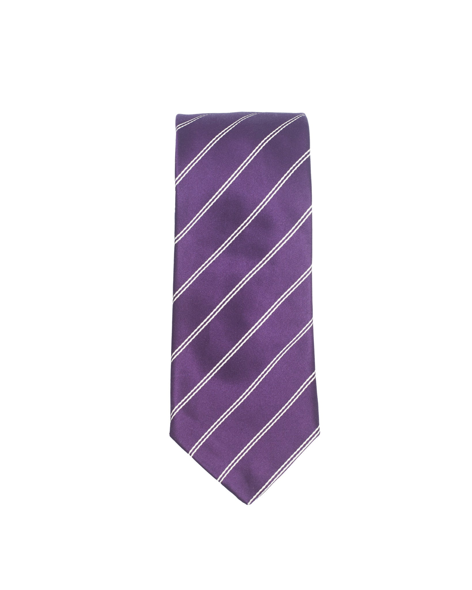 Double Stripe Mogador Silk Tie Purple