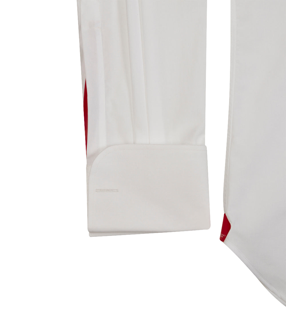 Connery Collar Shirt with Double Cuff in White Swiss Poplin