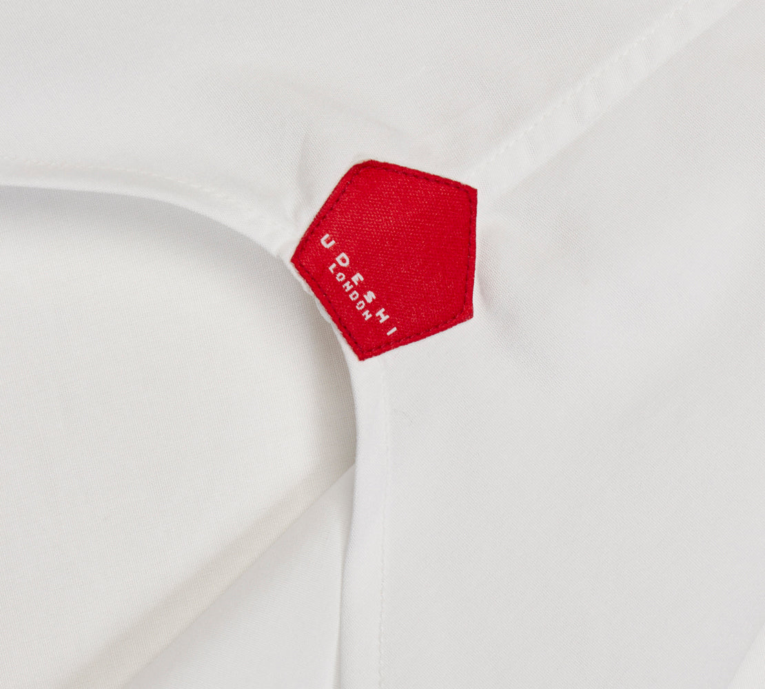 Connery Collar Shirt with Double Cuff in White Swiss Poplin