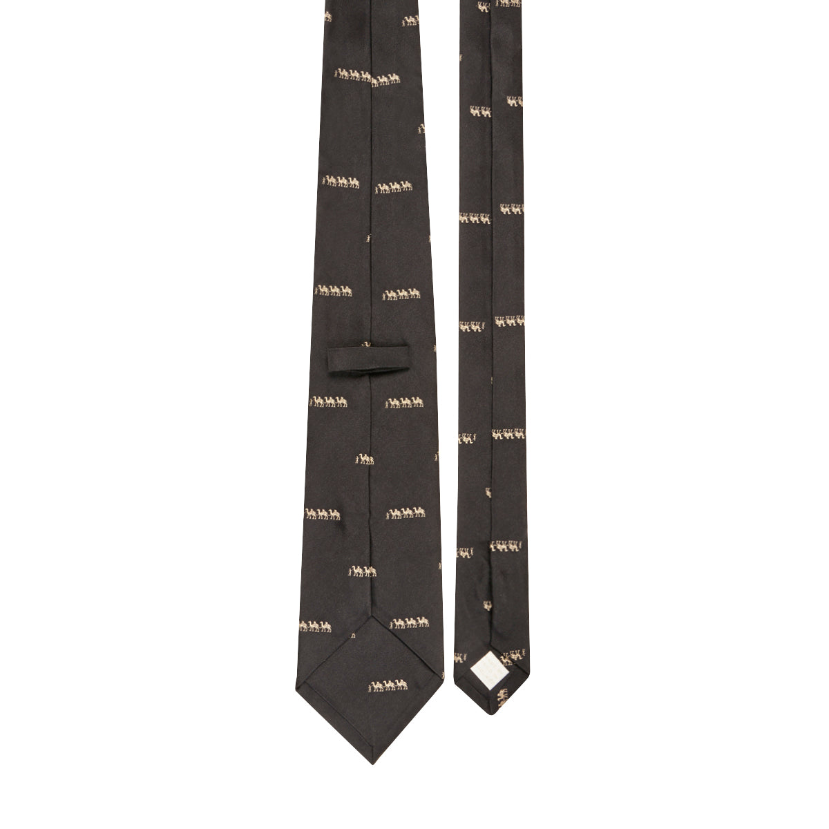Camel Train Motif Silk Tie Black