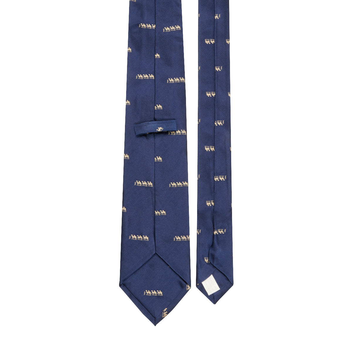Camel Train Motif Silk Tie Navy