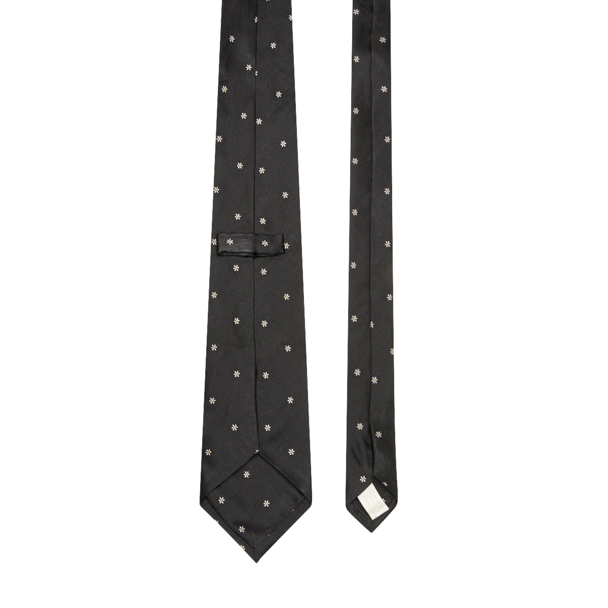 Flower Motif Silk Tie Black