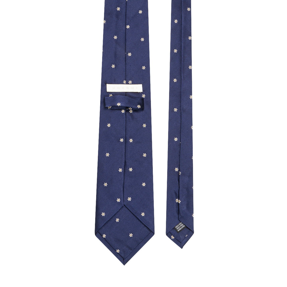 Flower Motif Silk Tie Navy