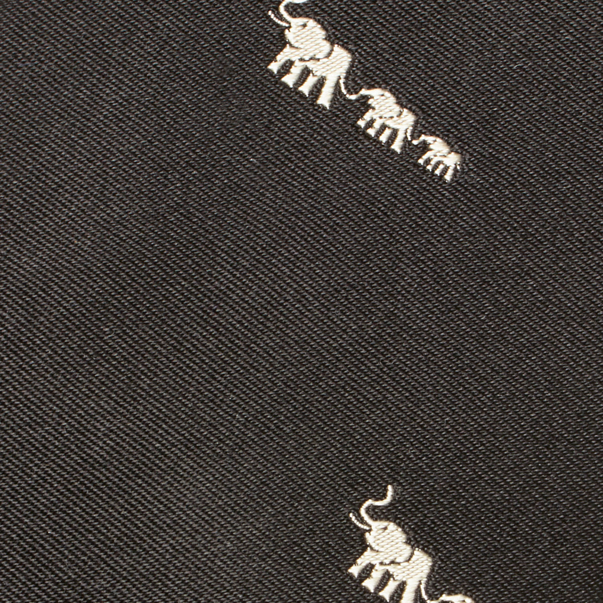 Elephant Motif Silk Tie Black