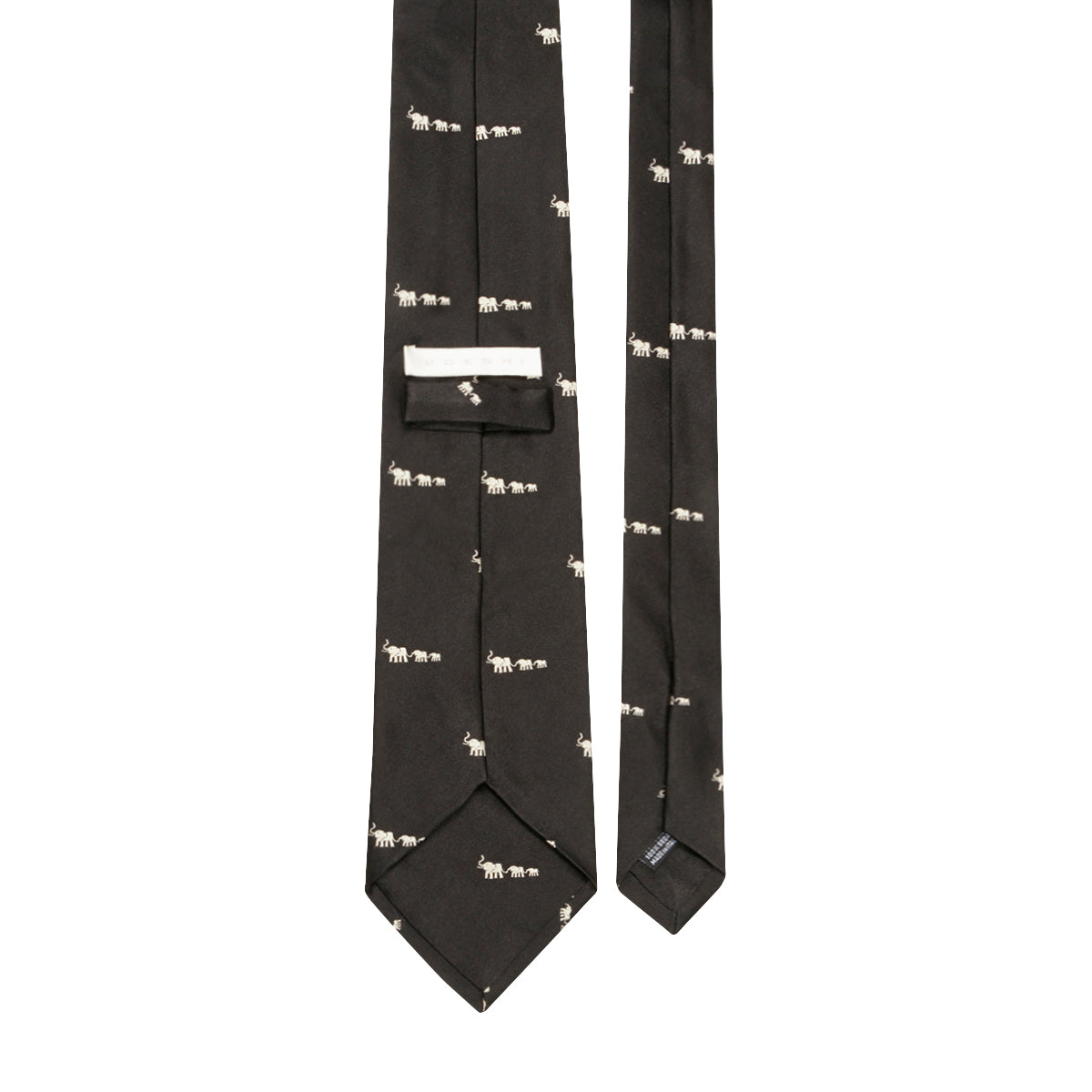 Elephant Motif Silk Tie Black