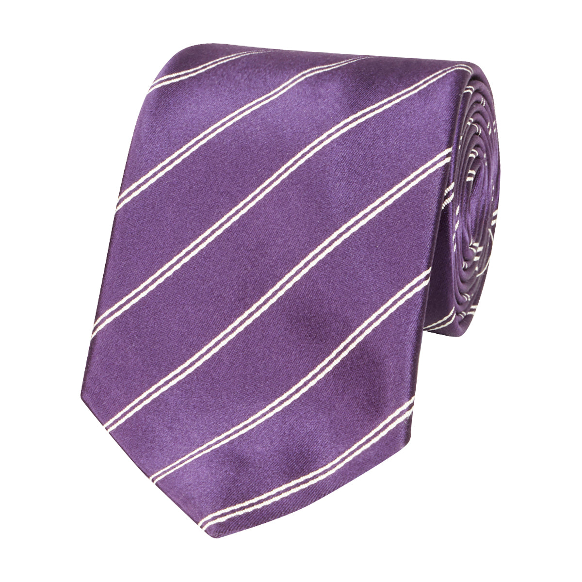 Double Stripe Mogador Silk Tie Purple