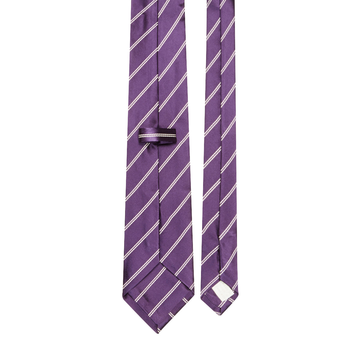 Double Stripe Mogador Silk Tie Purple