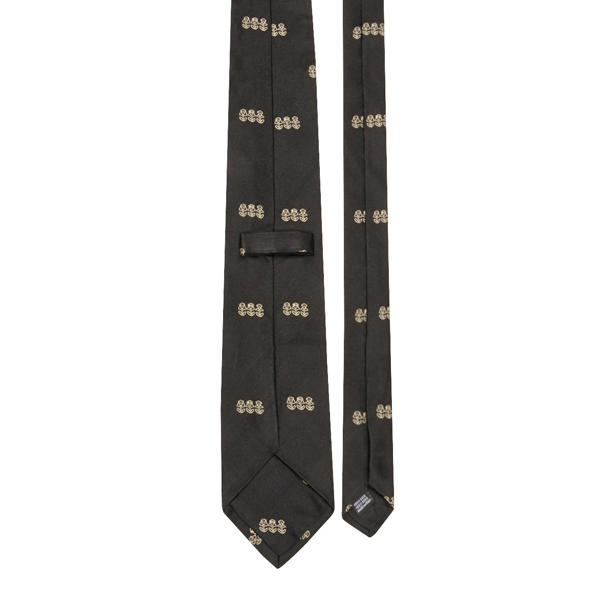 3 Monkeys Motif Silk Tie Black