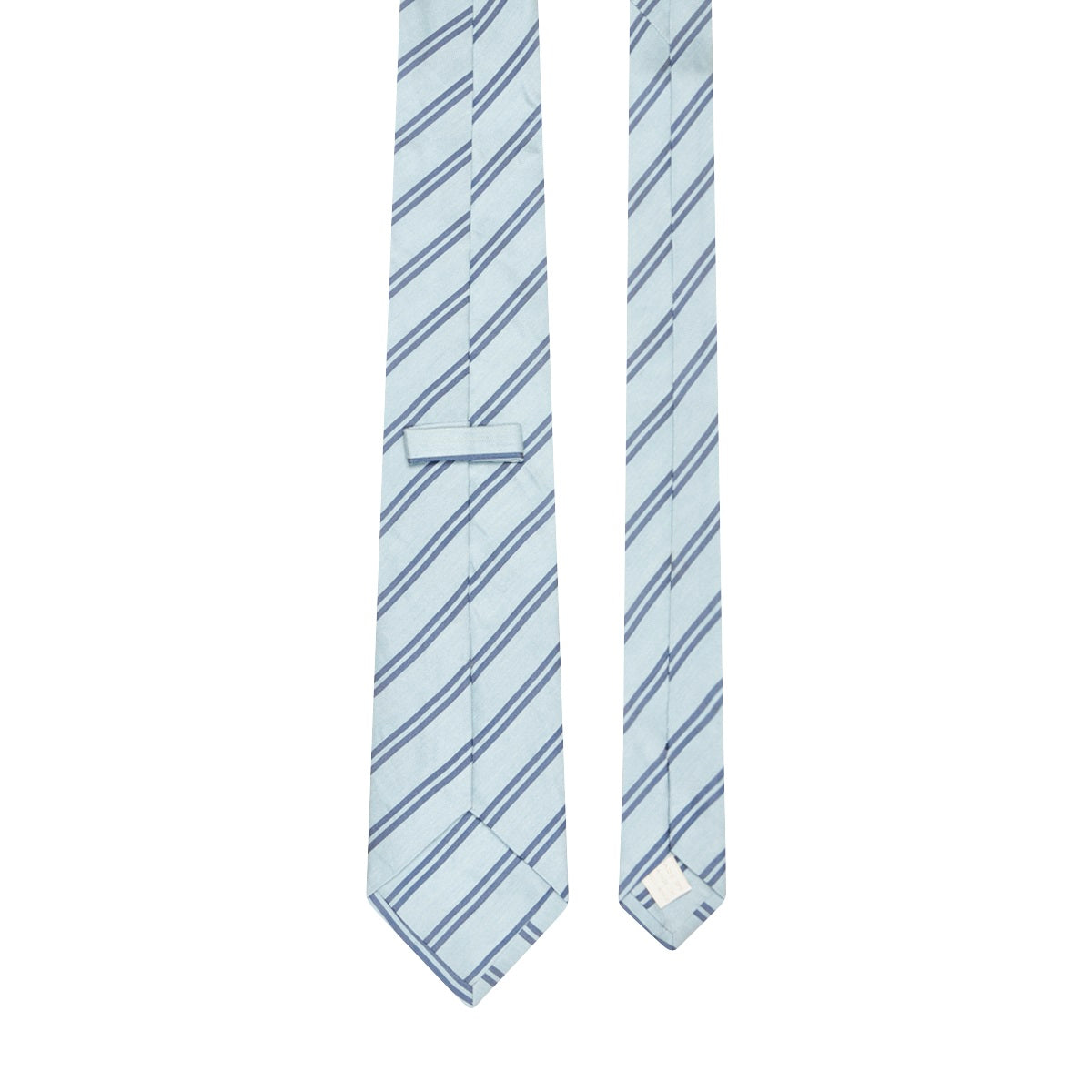 Navy Double Stripe Silk Linen Tie