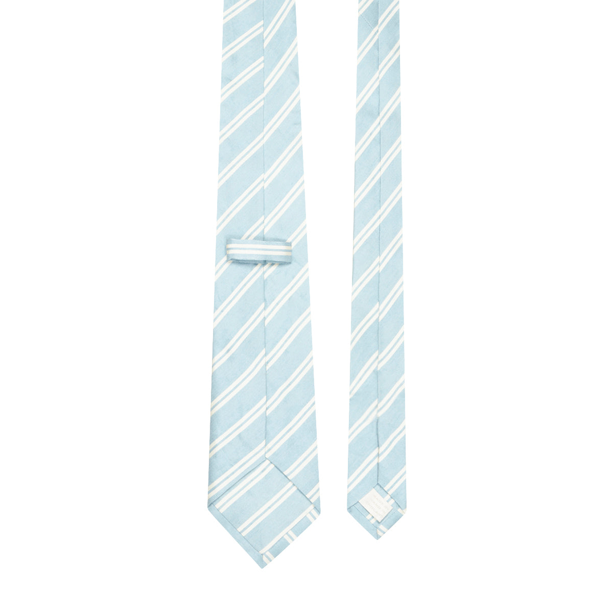 White Double Stripe Silk Linen Tie