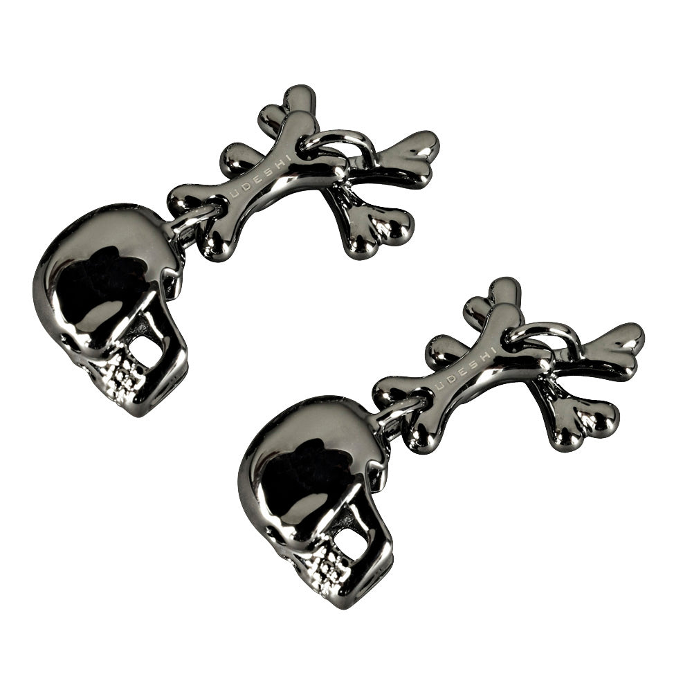 Skull and Cross Bone Cufflinks Gun Metal