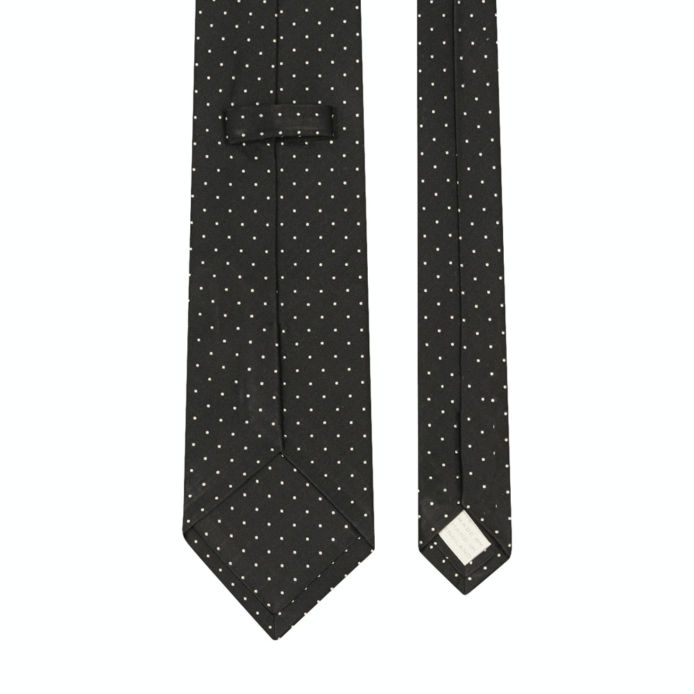 Satin Dot Silk Tie Black
